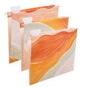 Y YOMA 9 Pack Decorative Hanging File Folders Letter Size Marble Cute Hanging Folder Pretty File Folder Organizer for Filing Cabinet Office Home with 1/5-Cut Adjustable Tabs, 3 Orange Marble Design