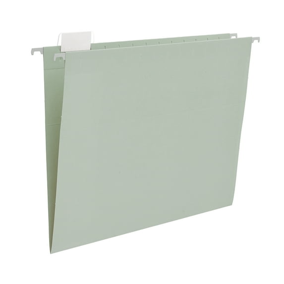 Y YOMA Letter Size - 12 Pack Colored Hanging File Folders Decorative Hanging Folder Cute Pretty File Folder for Filing Cabinet Office Home with 1/5-Cut Adjustable Tabs, Morandi Green