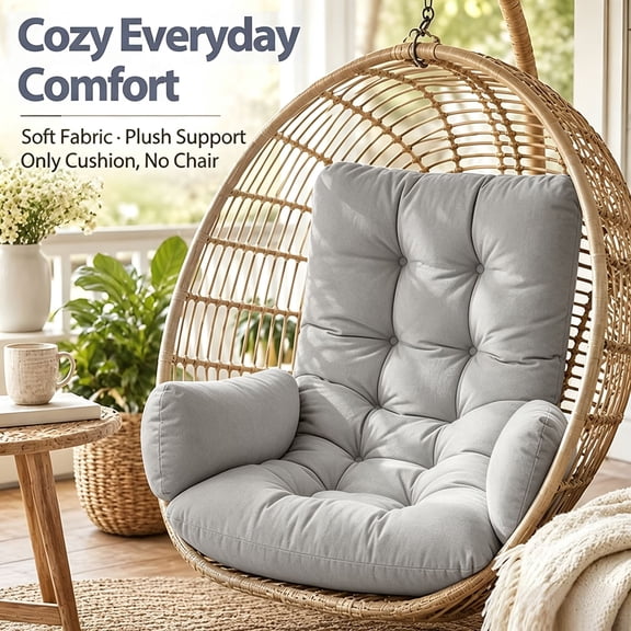 Y YUNHSOM Egg Chair Cushion, Thickened Replacement Basket Seat Cushion, High Elastic Filling, Wear-Resistant Breathable, Only Cushion for Indoor Outdoor Hanging Egg Chair