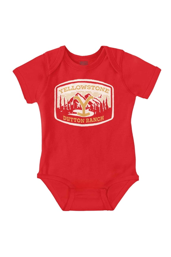 Y Yellowstone Dutton Ranch Mountains Romper Boys or Girls Infant Baby Brisco Brands 6M