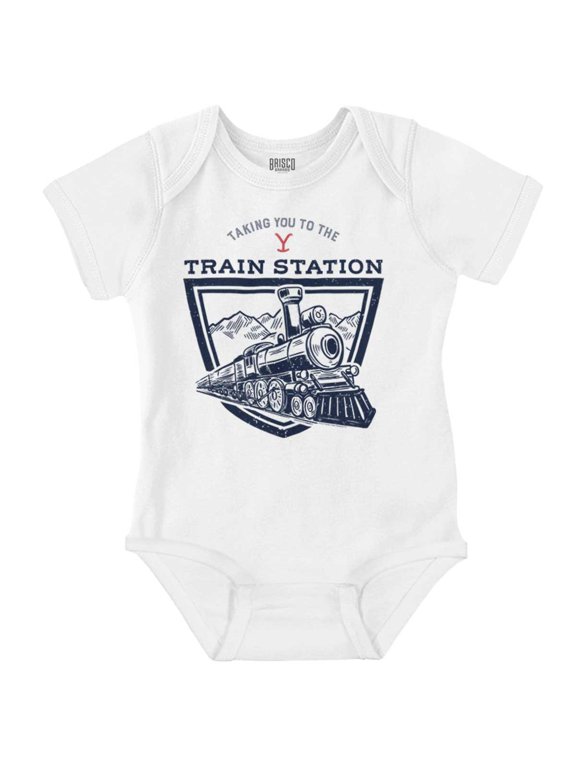 Y Yellowstone Ranch Train Station Romper Boys or Girls Infant Baby Brisco Brands 12M