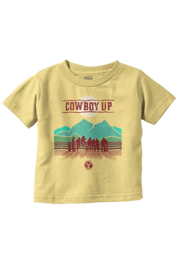 Y Yellowstone Vintage Cowboy Up Toddler Boy Girl T Shirt Infant Toddler Brisco Brands 18M