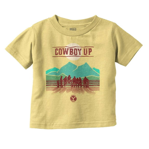 Y Yellowstone Vintage Cowboy Up Toddler Boy Girl T Shirt Infant Toddler Brisco Brands 18M
