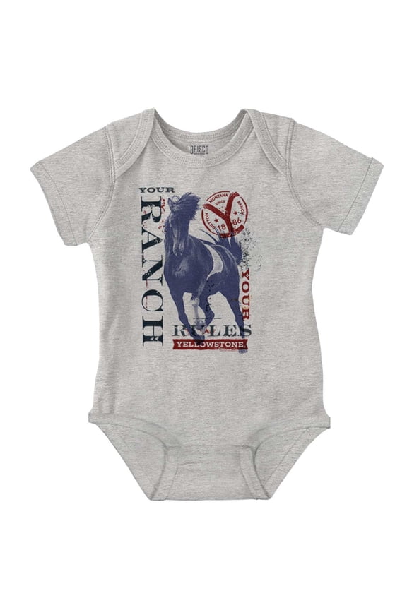 Y Yellowstone Your Ranch Your Rules Romper Boys or Girls Infant Baby Brisco Brands 24M