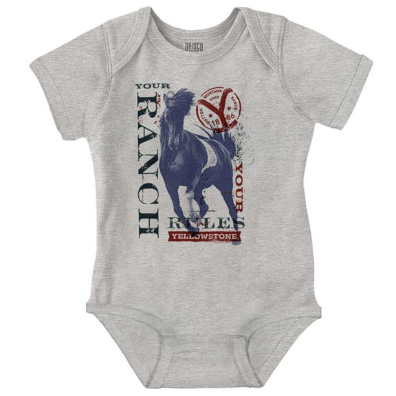 Y Yellowstone Your Ranch Your Rules Romper Boys or Girls Infant Baby Brisco Brands NB