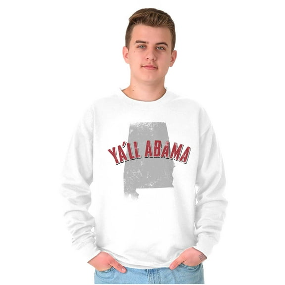 Y'all Alabama Funny State Shape Map Unisex Plus Fleece Graphic Sweatshirt Brisco Brands 4X