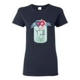thumbnail image 1 of Y'all Is Not Word It's A Word Southern Artsy Jar with Flowers Pop Culture Womens Graphic T-Shirt, Navy, Large, 1 of 3
