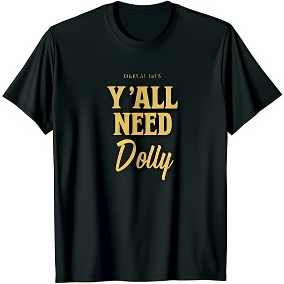 Y all Need Dolly Black T-Shirt with Bold Gold Graphic for Fans