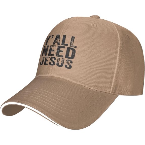 Y'all Need Jesus Distressed Baseball Caps for Women 90s Washed Cotton Adjustable