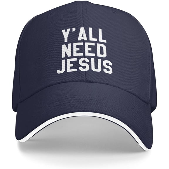Y'all Need Jesus Funny Gifts Baseball Cap Men Trucker Hat Gift Women Dad Hat Sun Hat Adjustable Ponytail Hat Black