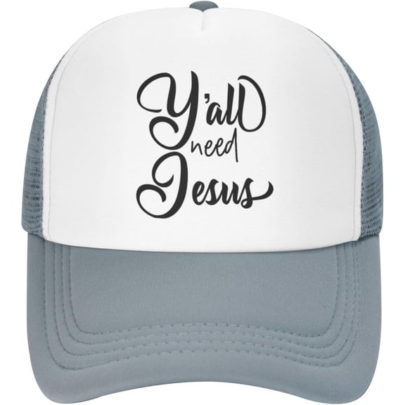 Y'all Need Jesus Mesh Trucker Hat Women Baseball Cap for Men Golf Dad Hat Adjustable Snapback Hat Cowboy Hat Black