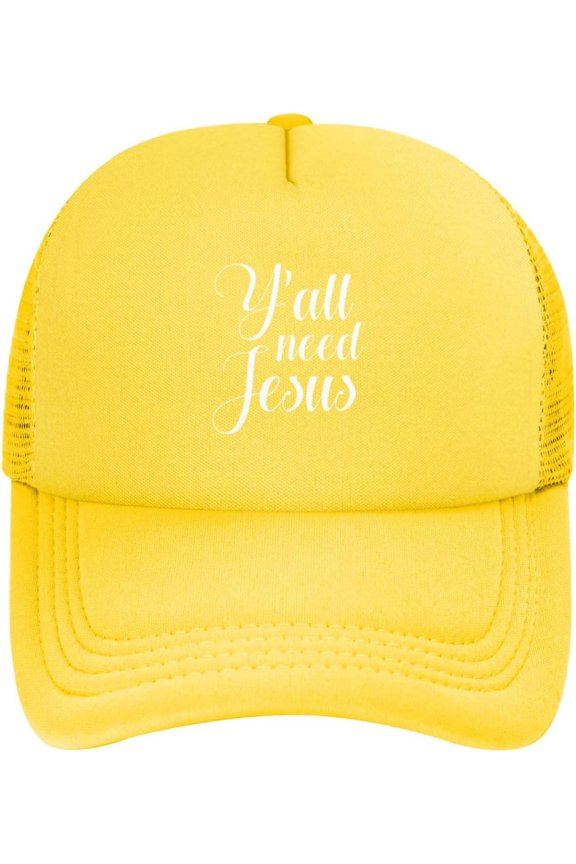 Y'all Need Jesus Trucker Hat Men Mesh Baseball Cap Cowboy Hat Women Sun Hat Dad Cap Fishing hat Black