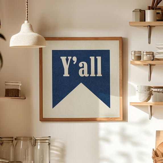 Y'all Poster Wall Decor Art Print Square Typography Art Poster For Dorm Print For Bar Decor Poster Art Gift For Ranch House Decor Navy 24x36 Unframed Poster