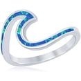 thumbnail image 1 of Y'all Sterling Silver Wave Ring for Women with Blue Opal Inlay, Size 6, 1 of 5