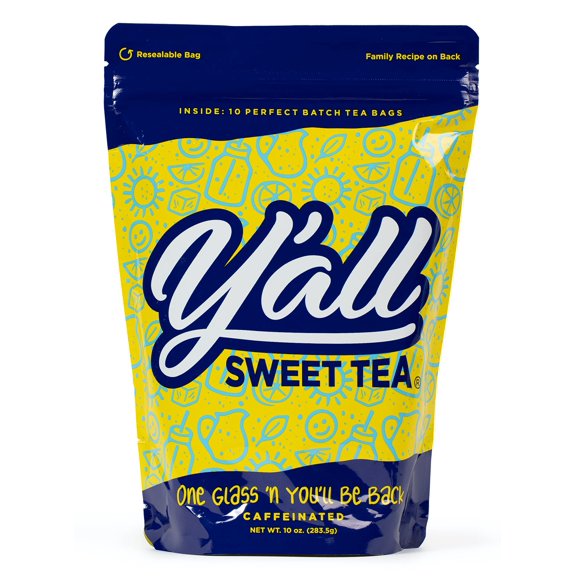 Y'all Sweet Tea - Iced Tea Bags One Gallon Size in 10 Gallons per pack Quick Brew Authentic Southern Ice Tea | As Seen on Shark Tank (Caffeinated)
