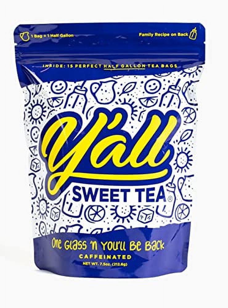 Y'all Sweet Tea 15 Pack Perfect Batch Caffeinated Tea Bags, Half Gallon Size