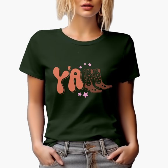 Y'all feat. Cowboy Boots Art Merch Gift, Military Green T-Shirt, XL