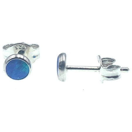 Y'all sterling silver blue Opal stud earrings 4mm
