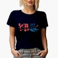 thumbnail image 1 of Y'all with Cowboy Boots, 4th of July Gift, Navy Blue T-Shirt, Large, 1 of 5