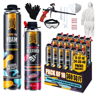 Y’allCanDIY Spray Foam Insulation Kit 18 Pack (32.8 oz Each), 360 Sq Ft Coverage for Home Insulation, Walls, Garages, Attics, Gaps & Cracks, with Foam Gun & Accessories