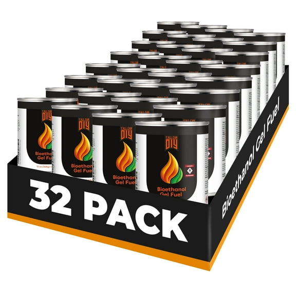 Y'allCanDiy Gel Fuel Cans | Clean Burning & Smokeless Bioethanol Gel Fuel Long-Lasting Burn, Indoor & Outdoor Use (32 Pack, 13oz/368g)
