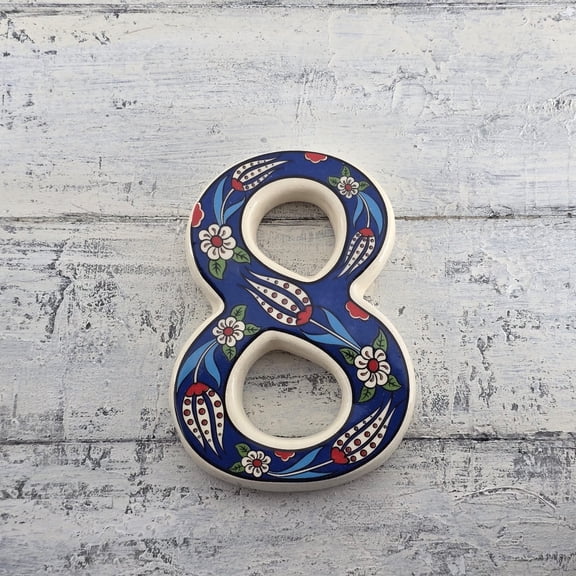 Yılmazel Large Ceramic Housewarming Sign, Address Plaque House Numbers Sign, Door Personalized Coloured Decorative, Hand Decoratede Gifts, Tulip Design, 12 * 9 cm