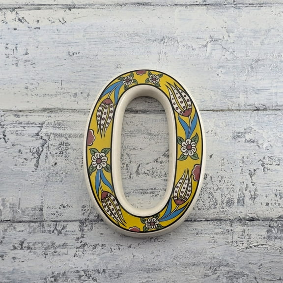 Yılmazel Large Ceramic Housewarming Sign, Address Plaque House Numbers Sign, Door Personalized Coloured Decorative, Hand Decoratede Gifts, Tulip Design, 12 * 9 cm