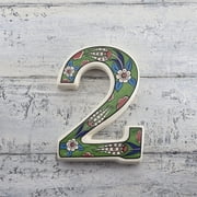 Y lmazel Large Ceramic Housewarming Sign, Address Plaque House Numbers Sign, Door Personalized Coloured Decorative, Hand Decoratede Gifts, Tulip Design, 12 * 9 cm