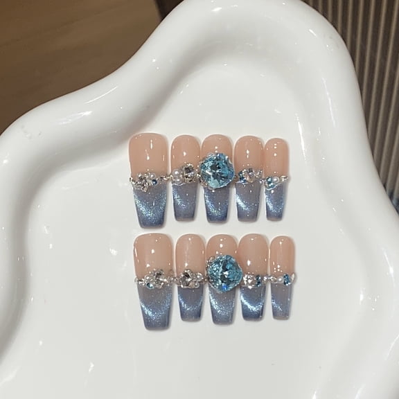 Y nude gradual change blue smile cat eye pearl small broken diamond swan blue square diamond berlin academy