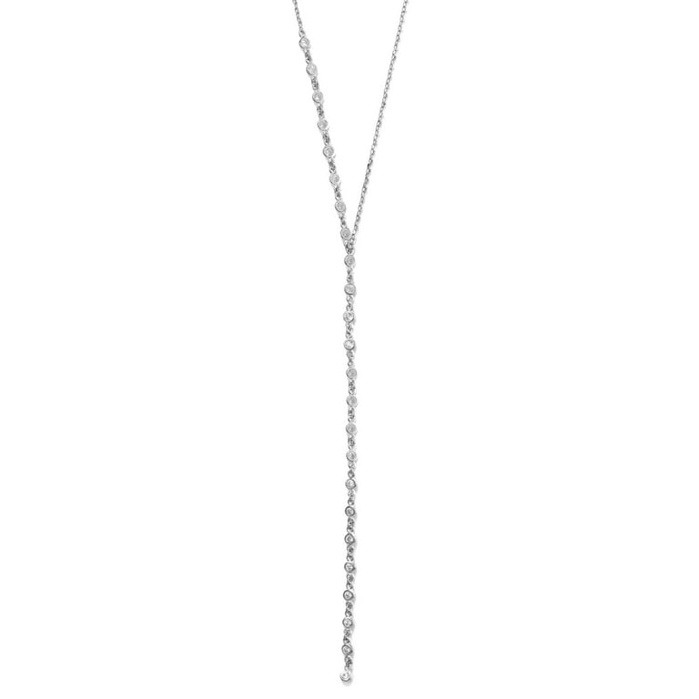 Y-style Lariat Necklace Cubic Zirconia Rhodium on Sterling Silver Nontarnish Y-style Lariat Necklace Cubic Zirconia Rhodium on Sterling Silver Nontarnish