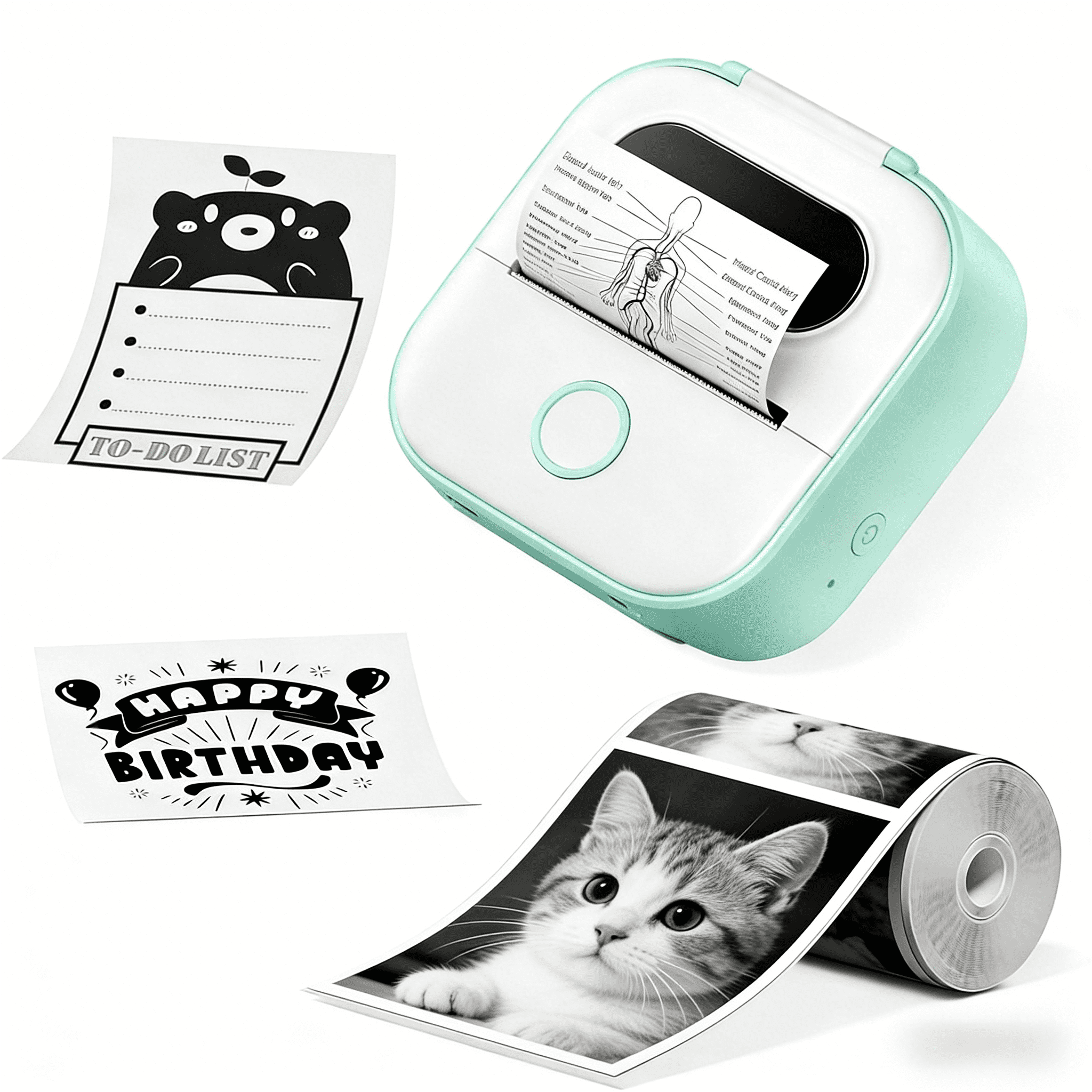 Phomemo Y02C Pocket Label Maker, Mini Sticker Printer, Bluetooth Thermal Photo Picture Printer for Notes, Gifts, Journals, Planners, Scrapbooking, and Creative Projects(Green)