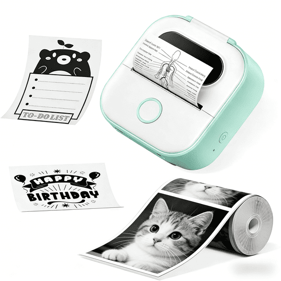 Phomemo Y02C Pocket Label Maker, Mini Sticker Printer, Bluetooth Thermal Photo Picture Printer for Notes, Gifts, Journals, Planners, Scrapbooking, and Creative Projects(Green)