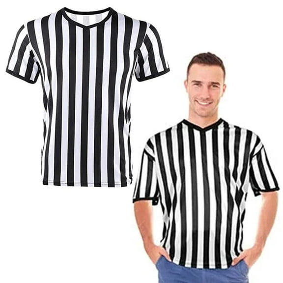 Y044295XL basketball referee uniform V-neck T-shirt striped breathable sweat-wicking short-sleeved professional World Championship referee uniform