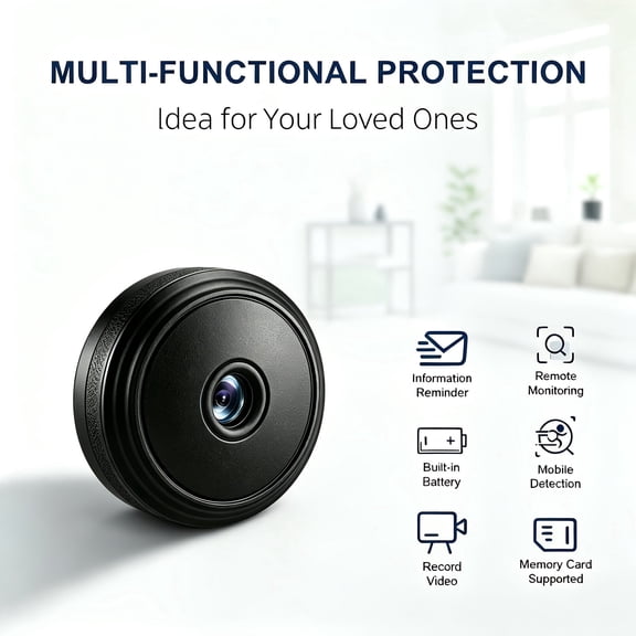 Mini Wireless Security Camera, Builtin 1000mAh Rechargeable Battery, 2.4GHz WiFi Remote View, Motion Detection Alert, Loop Recording, Small Surveillance Cam for Home Office Car