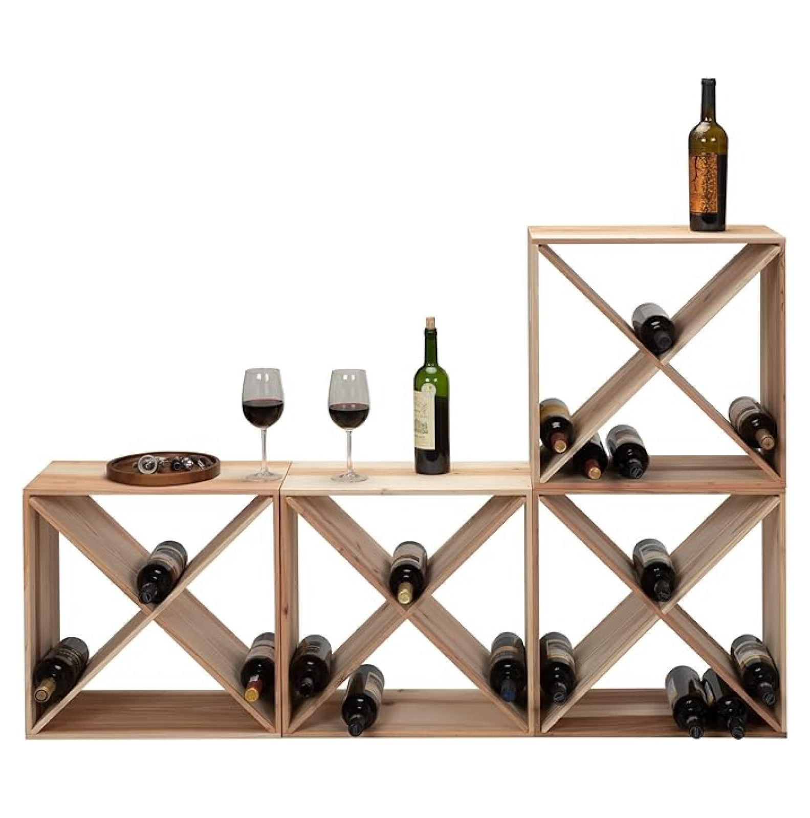 Y1LA 24 Bottle Wine Rack Holder Compact Cellar Cube Bar Storage Kitchen ...