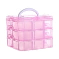 thumbnail image 1 of Transparent Portable Large Jewelry Organizer Removable Grids Jewelry Storage Rings Necklaces Box Container Case Display pink, 1 of 6