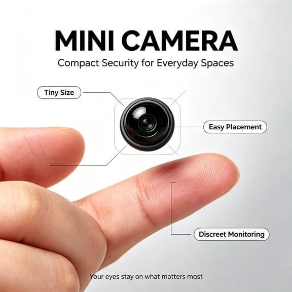 Mini WiFi Security Camera, 2K Small Compact Surveillance Cam, Night Vision, Motion Detection, Loop Recording, Remote Live View for Home Office Car Travel Monitoring