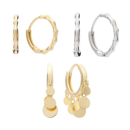 Y2 YZJB2 Silver & Goldtone Huggie Hoop Bundle, Set of 3