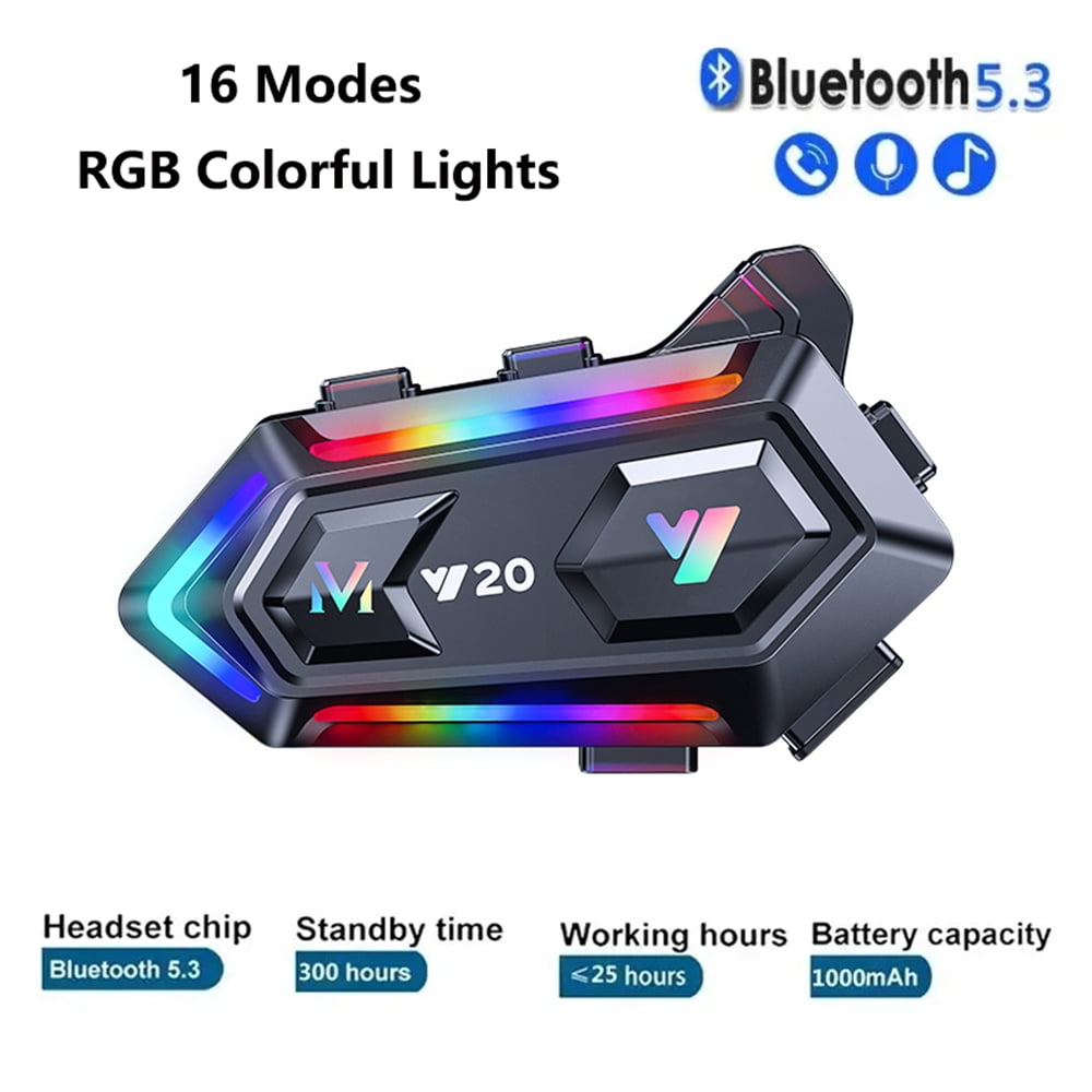 Y20 Motorcycle Helmet Bluetooth Headset Rider Bluetooth 5.3 RGB ...