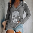 thumbnail image 1 of Halloween Y2K  Womens Rhinestone Skull Tank Tops Long Short Sleeve Summer V Neck Sleeveless Shirts, 1 of 6