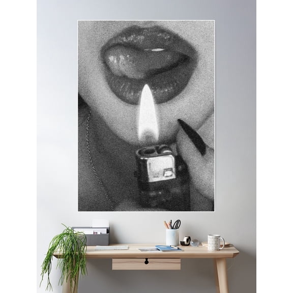 Y2K Aesthetic Bunny Girl Black & White Poster Wall Art, Modern Wall Decor For Living Room Bedroom, 24x36 UNFRAMED