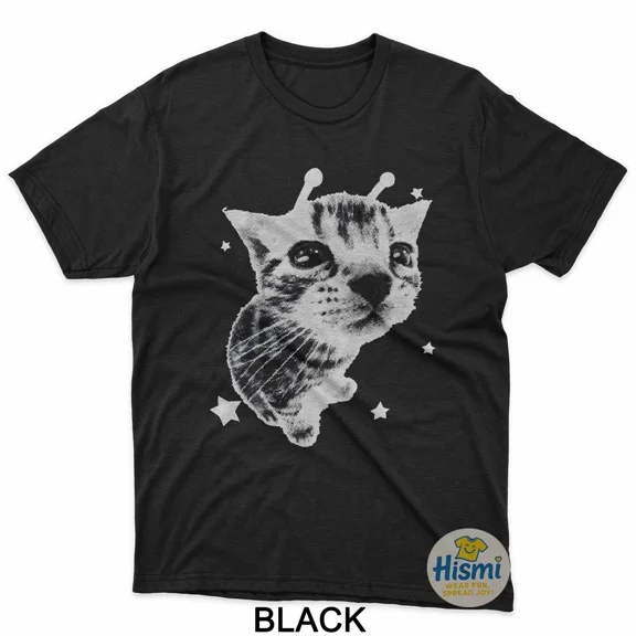 Y2K Alien Cat Meme Graphic with Vintage Silly Feline Humor Unisex T-Shirt up to size 5XL