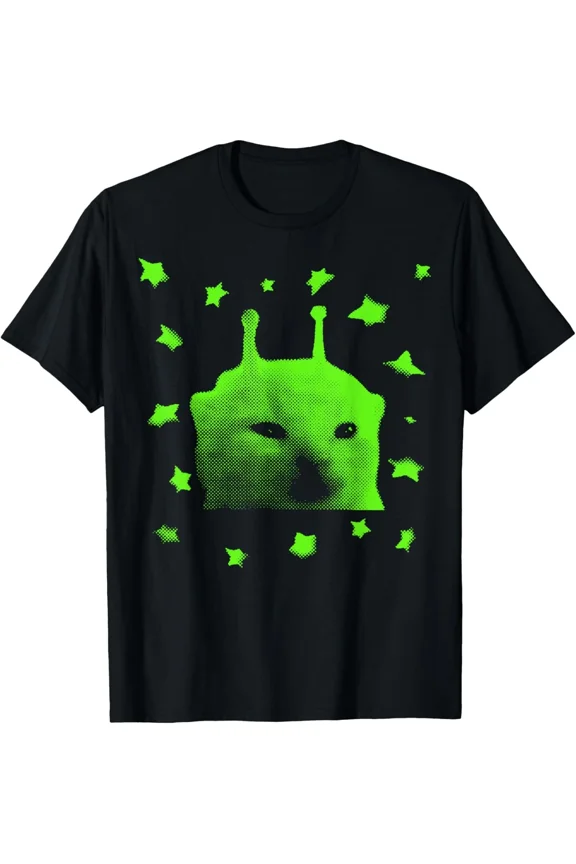 Y2K Alien Cat Meme Retro Silly Space Kitty Graphic Aesthetic Art Unisex T-Shirt, S-5XL