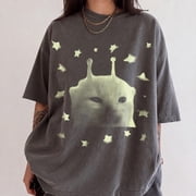 Y2K Alien Cat Meme Vintage Weird Kitten Graphic T-Shirt