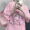 thumbnail image 1 of Y2K Anime kawaii oversized Casual cute Tops Summer Fashion Punk o-neck Short-Sleeves Unisex Streetwear t-shirt Women Wild tops, 1 of 5