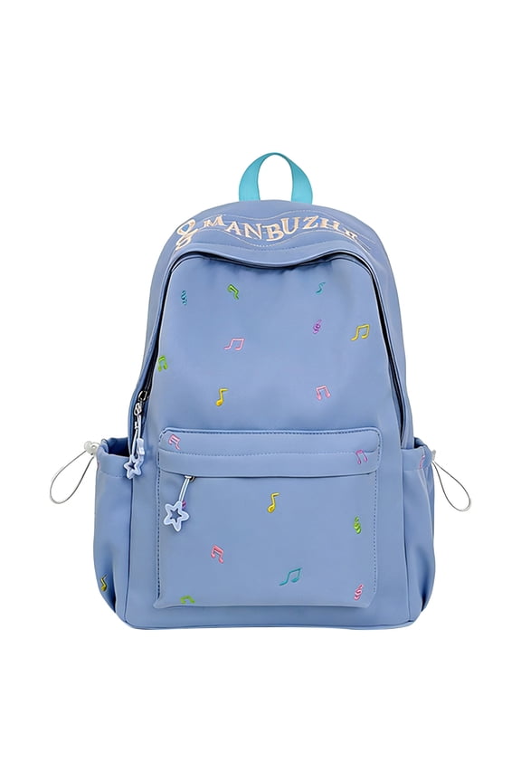 Y2K Backpack 16.93 Inch Nylon Floral Pattern Large Capacity Zipper Closure for Daily Commute Travel (Blue)