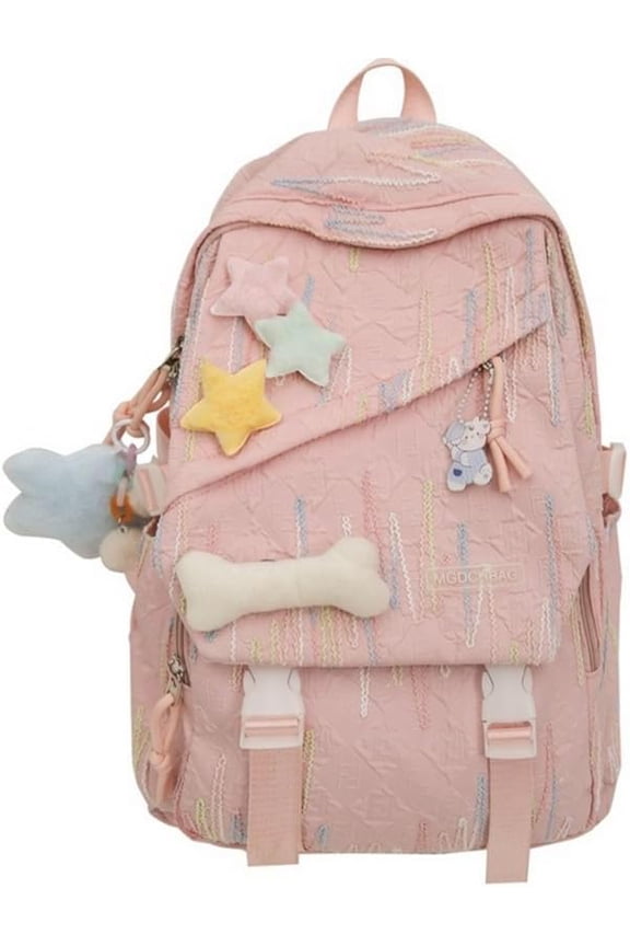 Y2K Backpack for Women Star Aesthetic Cute Bookbag Kawaii Preppy Backpacks Coquette Casual Travel Daypack.(Pink)