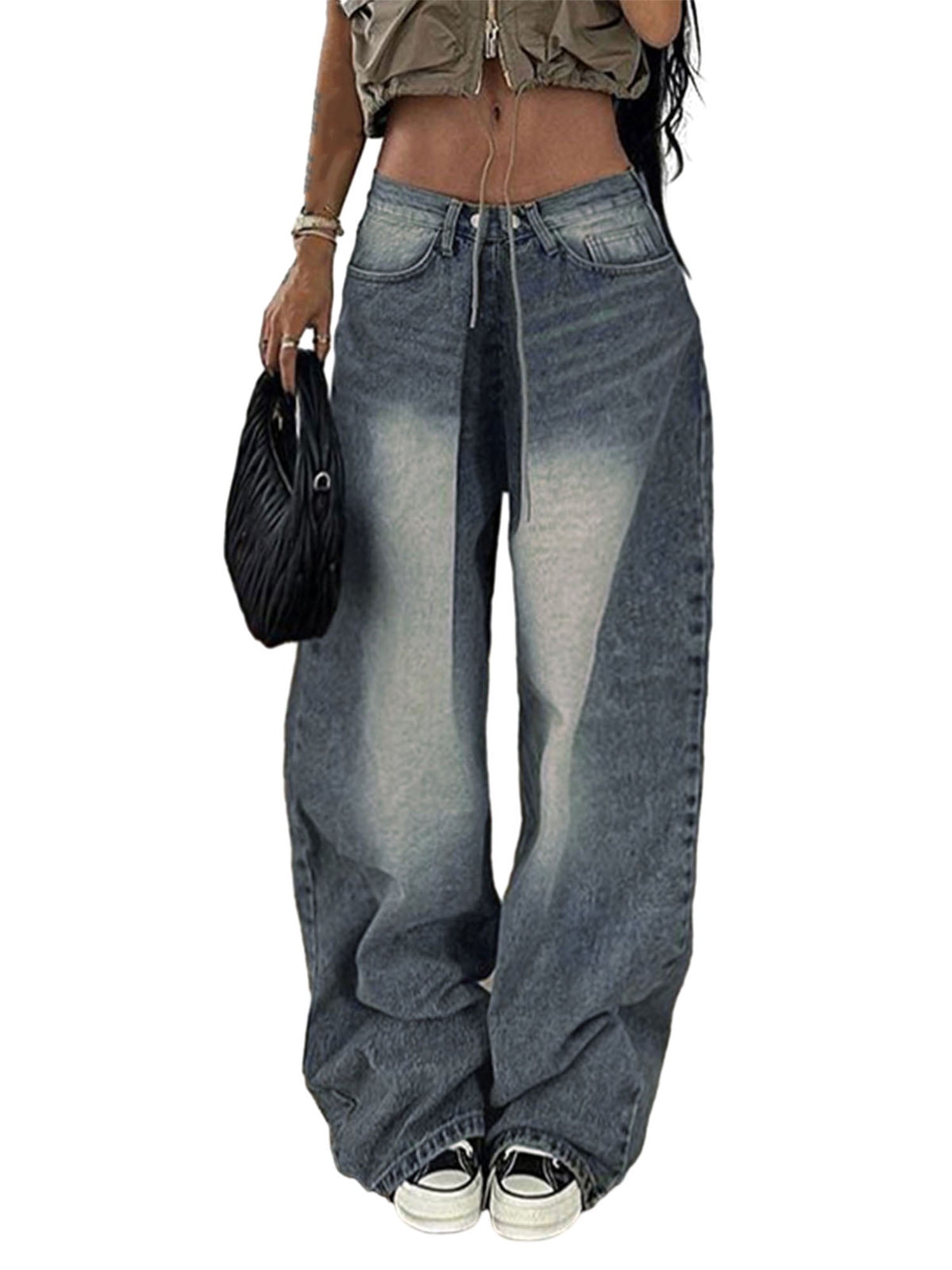 Y2K Baggy Boyfriend Jeans for Women Washed Distressed Wide Y2K Baggy Boyfriend Jeans for Women Washed Distressed Wide