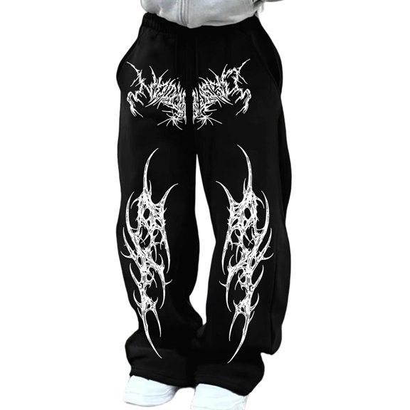 Y2K Baggy Gothic Sweatpants Black Men Emo Sweatpants Clothes Mens Baggy Track Pants, Wide Leg Joggers for Gym Hip Hop Streetwear Casual Daily Wear