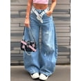 thumbnail image 1 of Y2K Baggy Wide Leg Jeans for Women High Waisted Distressed Denim with Vintage Wash 90s Retro Streetwear Vibes, 1 of 6